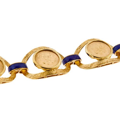 Bracelet Bracelet en or jaune avec émail et pièces de monnaie 58 Facettes 36092