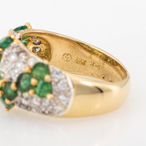 Bague 49 Bague zigzag en or jaune, émeraude et diamants des années 80 58 Facettes G13950