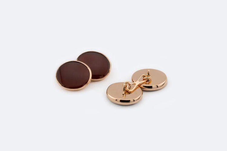 Boutons de manchette Boutons de manchette en or jaune avec pierre semi-précieuse 58 Facettes gem40