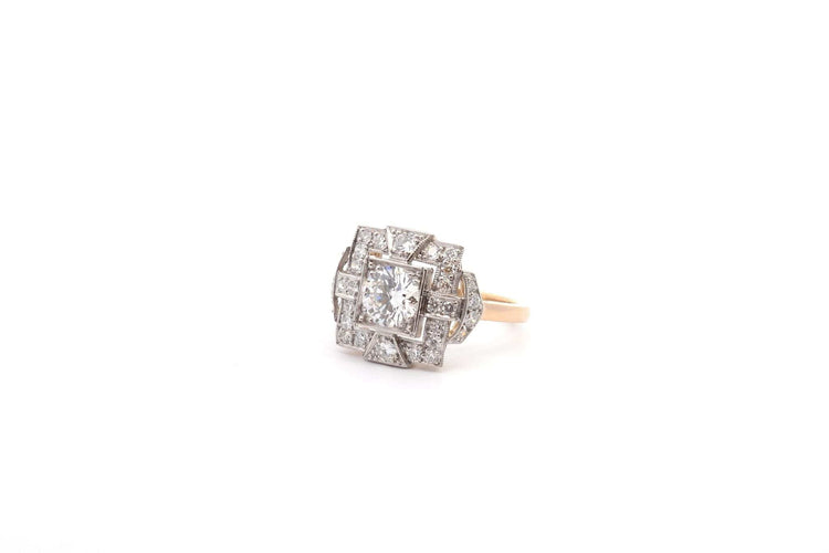 Bague 54 Bague art déco diamant 1,06cts F/SI2 58 Facettes 26479-26559