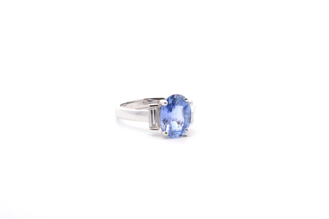 Bague saphir de Ceylan 3,09cts et diamants