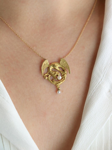 Collier Collier Art Nouveau Chimère or jaune perles 58 Facettes 1108.3