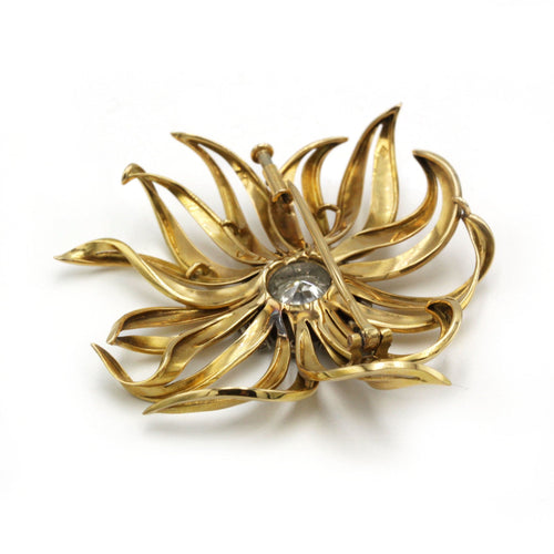 Broche Broche Fleur - Or jaune, Platine & Diamants 58 Facettes 250402R