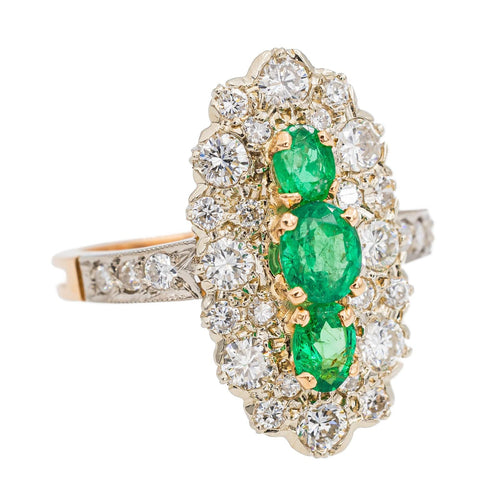 Bague 53 Bague Marquise Or jaune Emeraude 58 Facettes 2905294CN