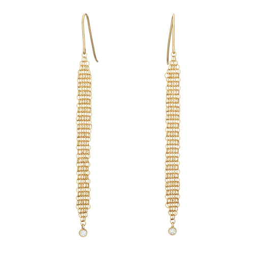 Boucles d'oreilles Tiffany & Co -  Vintage Elsa Peretti Boucles d'oreilles pendantes longues en maille et diamant 58 Facettes G13691