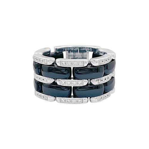 Bague 55 Bague Chanel,"Ultra", en or blanc, céramique noire et diamants. 58 Facettes 34342