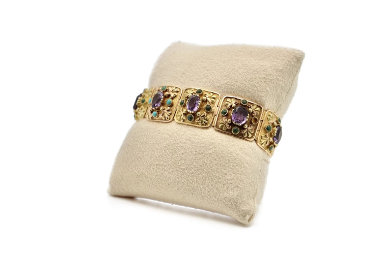 Bracelet Bracelet ancien améthystes et turquoises 58 Facettes REF2224-24