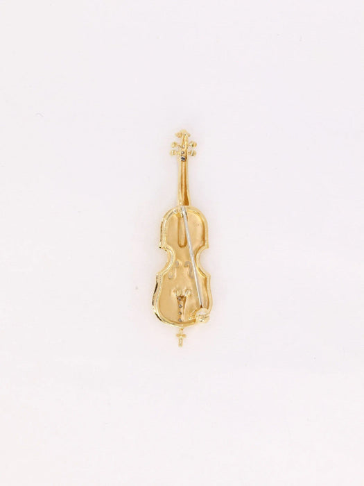 Broche Broche vintage violoncelle or jaune diamants 58 Facettes J429