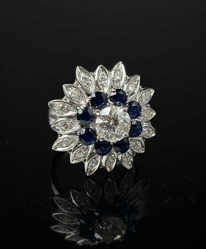 Bague Bague Fleur Étoile avec saphirs et diamants 58 Facettes