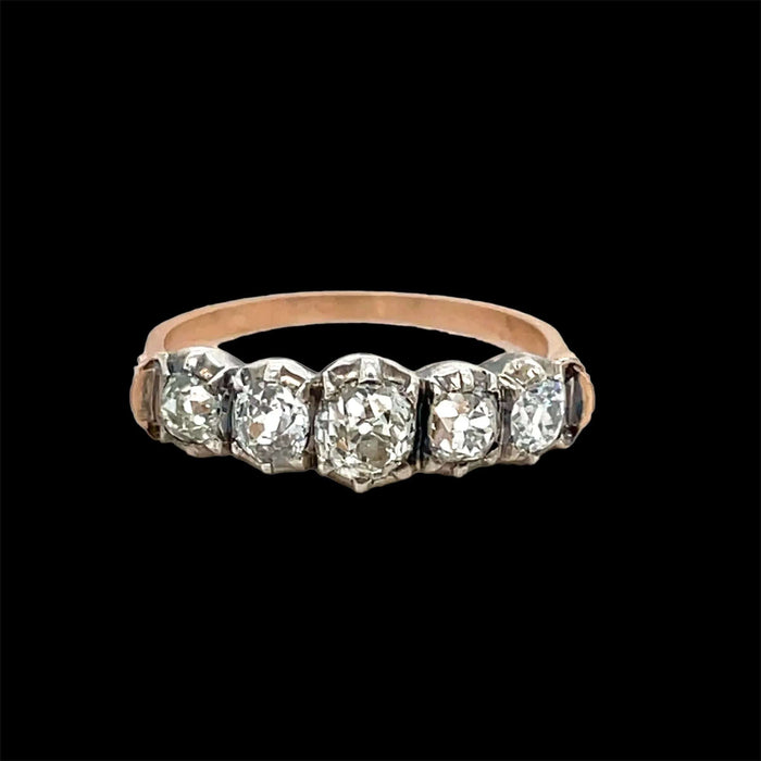 Bague 55 Bague victorienne en or et argent avec diamant de 1,50 carat 58 Facettes