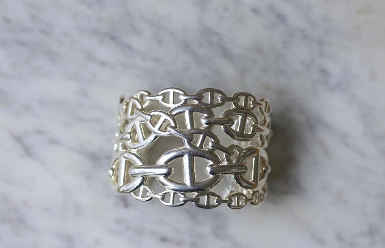 Bracelet Bracelet Manchette Hermès Chaîne d'Ancre Enchaînée Argent 58 Facettes