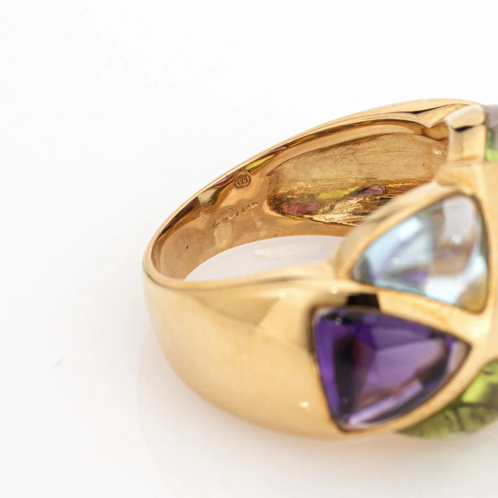 Bague 46 Amethyst and Peridot Ring Harlequin Band Estate Yellow Gold 58 Facettes G13159