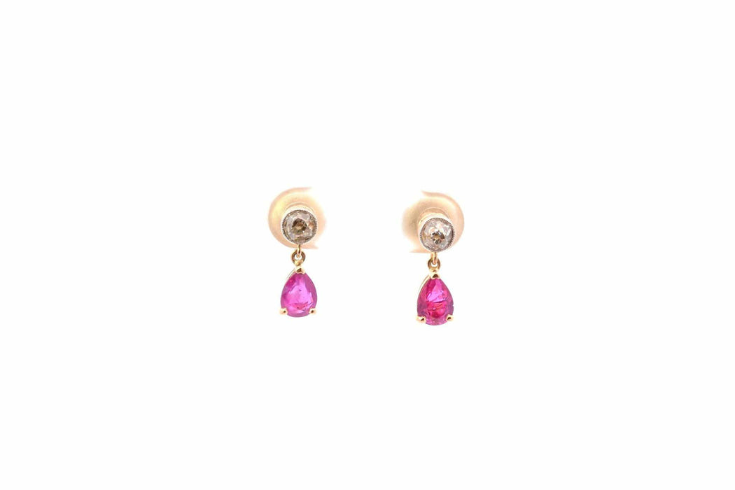 Boucles d'oreilles Boucles d’oreilles rubis et diamants 58 Facettes