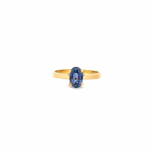 Bague 56 Solitaire Or Jaune 18k & Saphir 58 Facettes