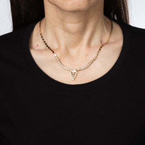 Collier Collier ras-de-cou vintage diamants 0,75 ct en or jaune 18k 58 Facettes G14176