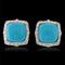 Boucles d'oreilles turquoise et diamants