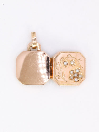 Pendentif Pendentif Art Nouveau porte photo or rose perles fines 58 Facettes 1140.2