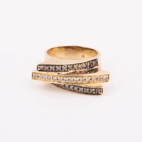 Bague bandeau or jaune et diamant cognacs