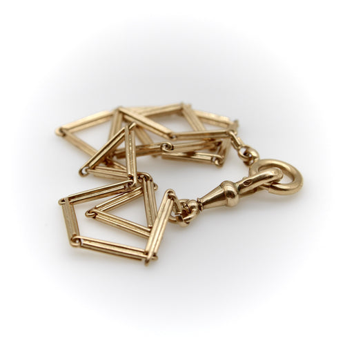 Montre Chaîne de montre austro-hongroise édouardienne en or 14 carats 58 Facettes A20024