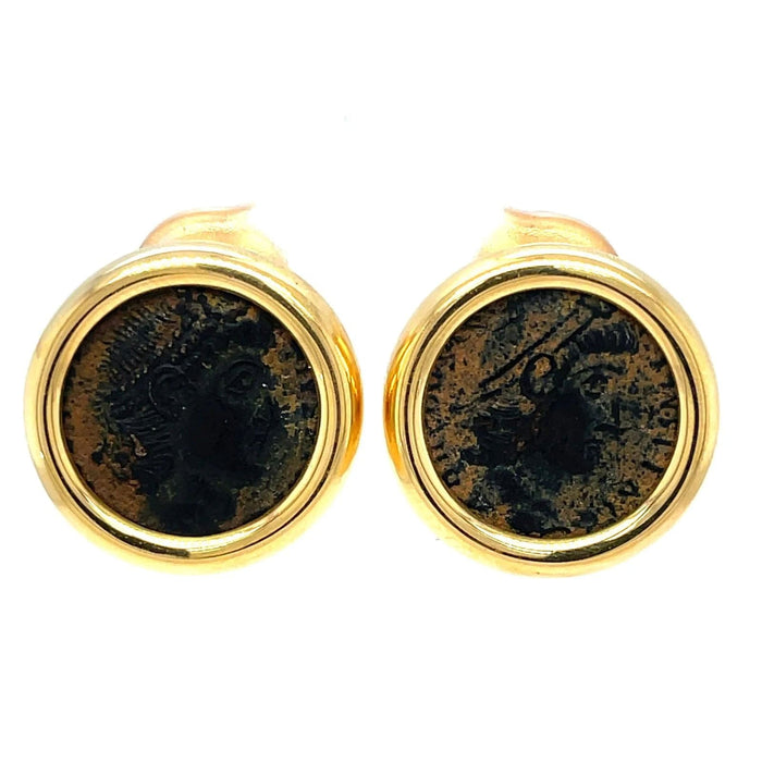 Boucles d'oreilles BULGARI - Boucles d'oreilles certifiées Monete Gold Rare Ancient Coin 58 Facettes