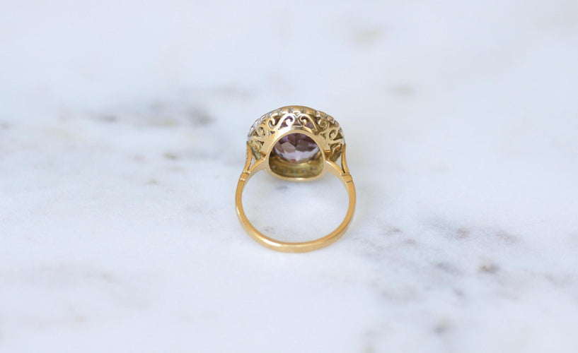 Bague 56 Bague Style Art Déco Améthyste et Diamants 58 Facettes