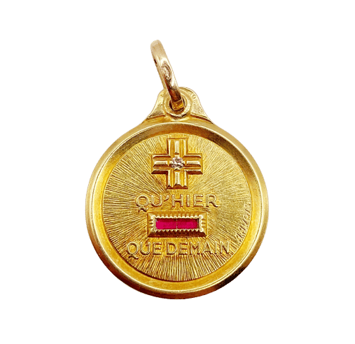 Pendentif Augis - Pendentif médaille d'amour en or 18k, diamant et rubis 58 Facettes A06444
