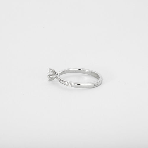 Bague 54 Solitaire or blanc avec diamants 58 Facettes 3121192