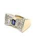 Bague Bague en or jaune et blanc avec saphir central et diamants 58 Facettes