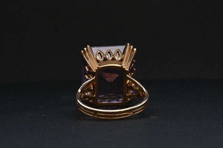 Bague 53 Bague Ornée D'une Amétrine En Or Taille Émeraude 58 Facettes