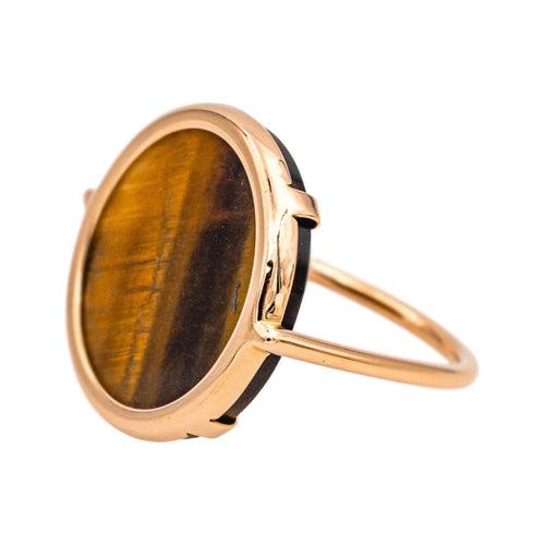 Bague 53 Ginette NY Bague Ever Tiger Eye Disc Ring Or rose Œil de tigre 58 Facettes 4970140RV