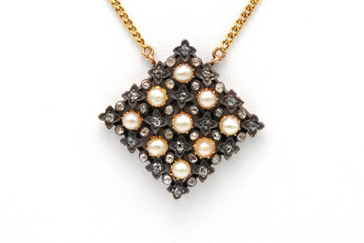 Collier Collier Art Déco en or jaune, argent, perles et diamants 58 Facettes 21051