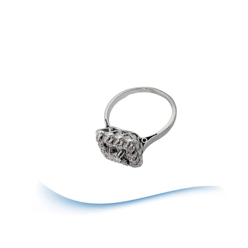 Bague Bague Vintage carrée - Diamants 0,44 carat - Or gris 18 K et platine 58 Facettes AA 1697