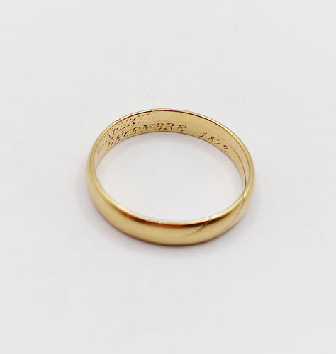 Bague 55.5 RARE Alliance jumelées victorienne or jaune 18k (circa 1872) antique 58 Facettes A06007