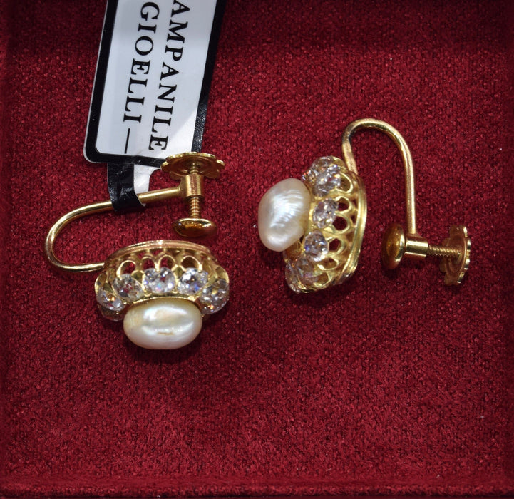 Boucles d'oreilles Boucles d'oreilles en or jaune, diamants et perles de la période victorienne 58 Facettes