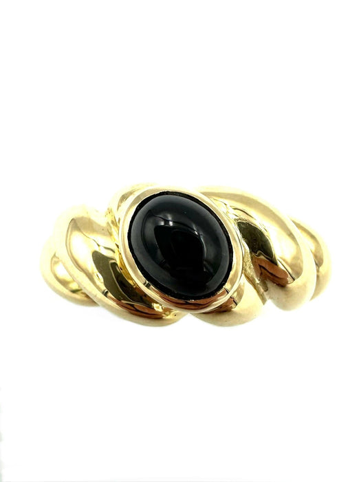 Bague VAN CLEEF & ARPELS. Bague vintage or jaune 18K et onyx 58 Facettes