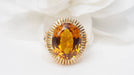 Bague 51.5 Bague vintage en or jaune et citrine ovale 58 Facettes 32615