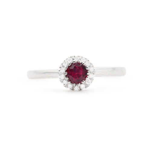 Bague Bague en or blanc avec rubis de 0,26 ct et diamants 58 Facettes 17757