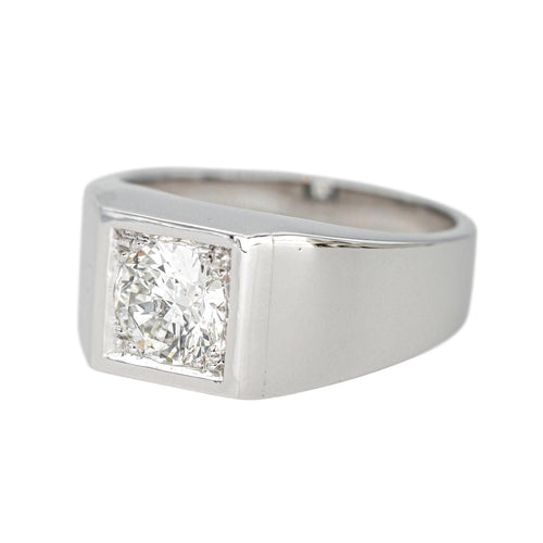 Bague 57 Bague Chevalière  Or blanc Diamant 58 Facettes 4523451CN