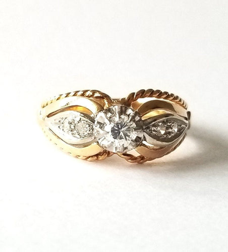 Bague Bague or jaune 18k et diamants 58 Facettes