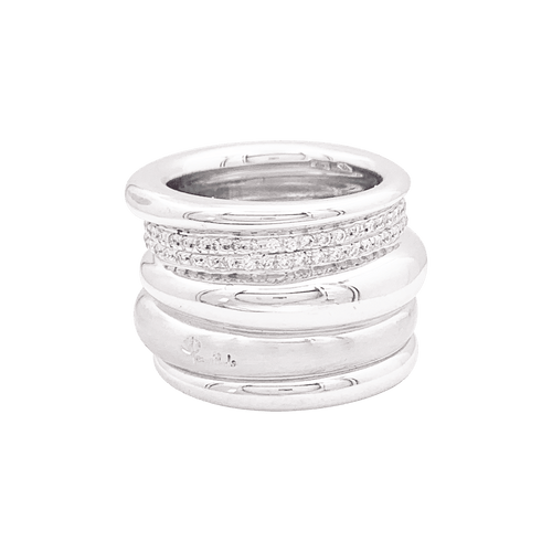 Bague 54 Bague Pomellato, "Tubolare", or blanc, diamants. 58 Facettes 34443