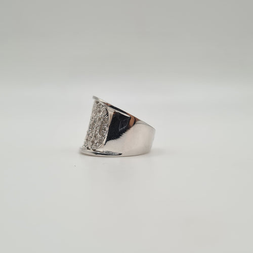 Bague 53.5 Bague or blanc sertie de diamants naturels 58 Facettes