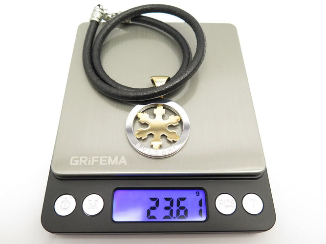 Collier collier BULGARI tondo pendentif flocon de neige or jaune 18k acier 58 Facettes 271635