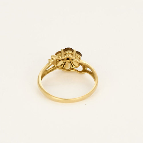 Bague Fleur en Or jaune, citrines et diamant