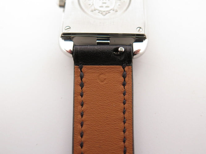 Montre montre HERMES cape cod pm cc1.210a quartz 33 mm en acier et cuir noir 58 Facettes 270891