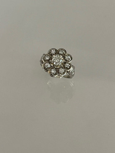 Bague Bague Fleur Diamants Taille Ancienne 58 Facettes