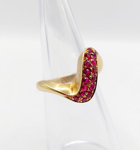 Bague 49 Bague jonc vintage or pavé de rubis et monture à enroulement 58 Facettes A04058