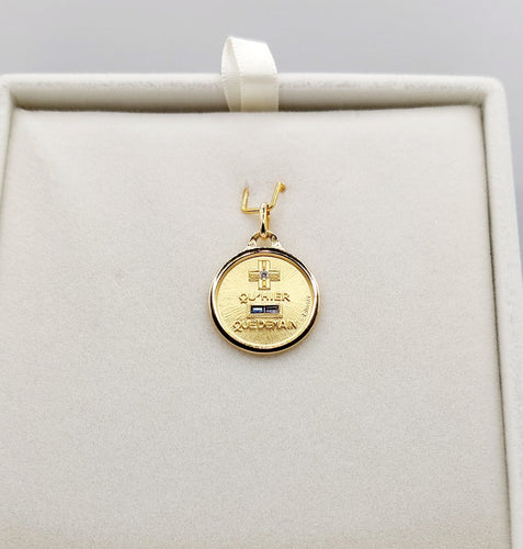 Pendentif AUGIS - Pendentif médaille d'amour or  "+ qu'hier - que demain" - L'Essentielle bleue 58 Facettes J10720X000