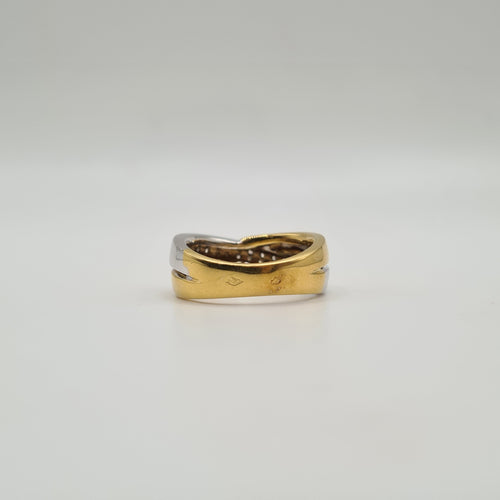 Bague 54 Bague or blanc & or jaune sertie de diamants 58 Facettes