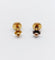 Boucles d'oreilles Puces d'oreilles antique or rose 18k cabochon de jais gravé d'étoiles (circa 1900) 58 Facettes A06158
