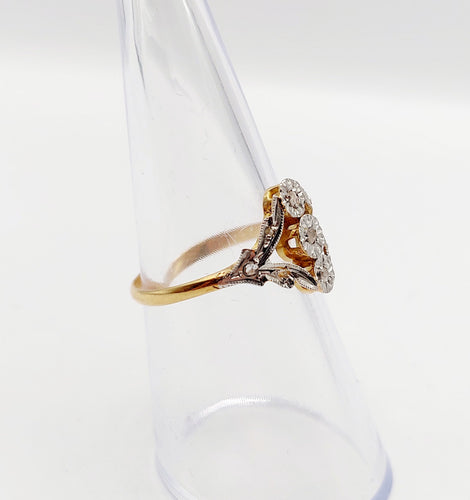 Bague 52 Bague antique diamants taille roses en or 18k monture fleurie 58 Facettes A06398